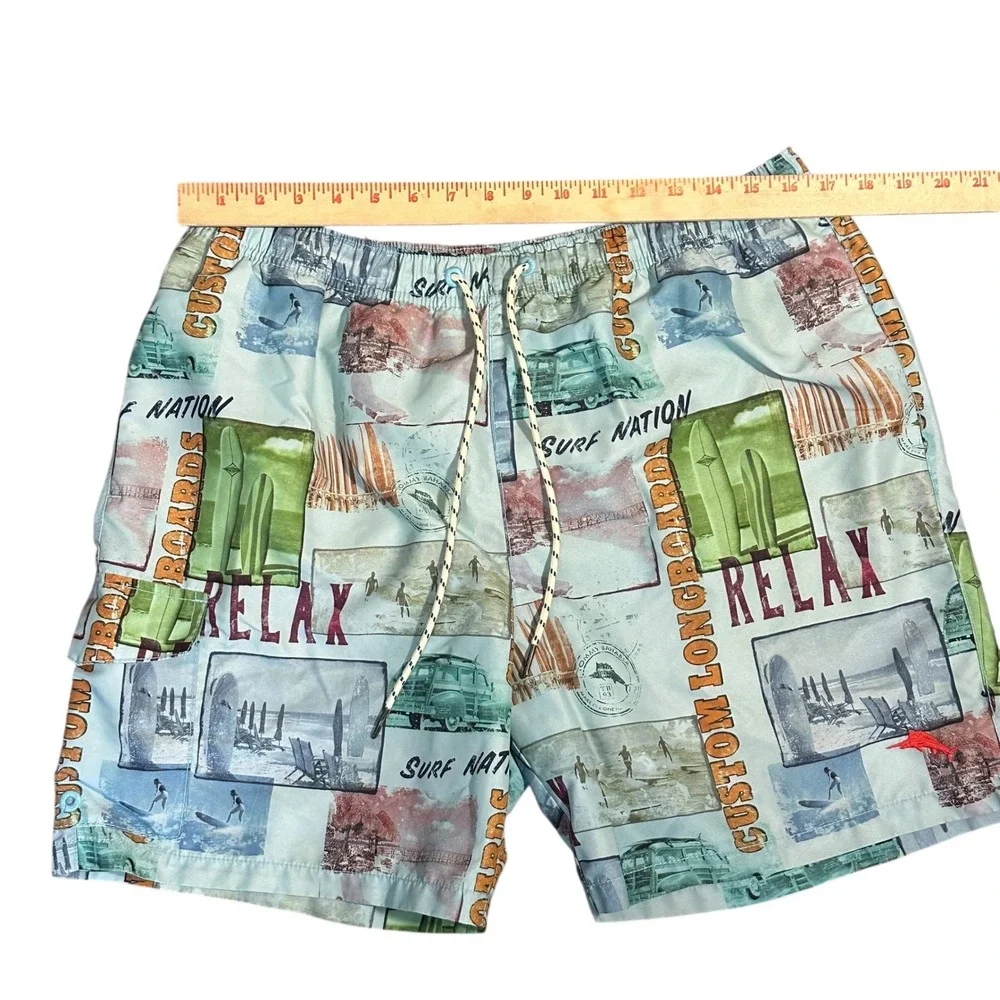 Tommy Bahama Relax Swim‎ Trunks Men's Large Blue Postcard Surf Board